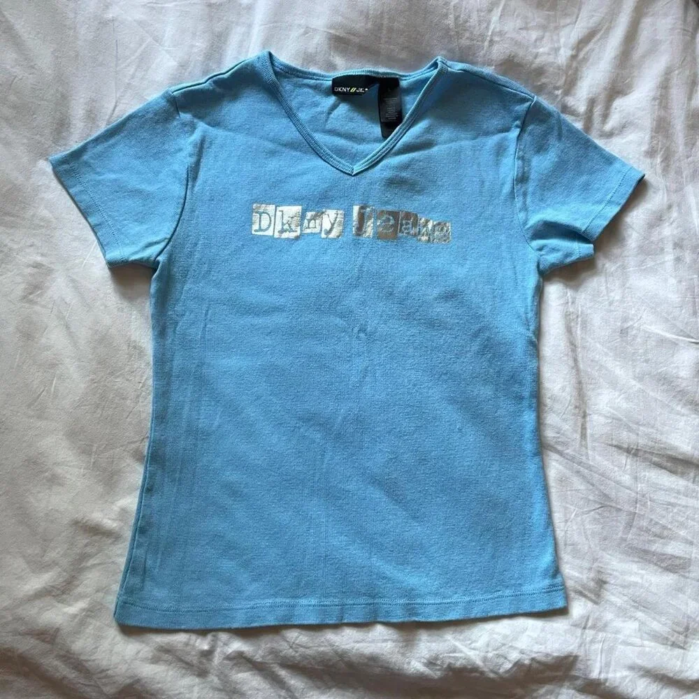 Y2K DKNY Blue Tee - Picture 2 of 8